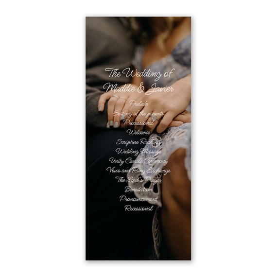 wedding program with event list