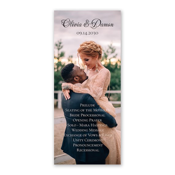 wedding program with customizable text area