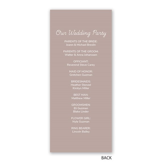 wedding program with customizable text area