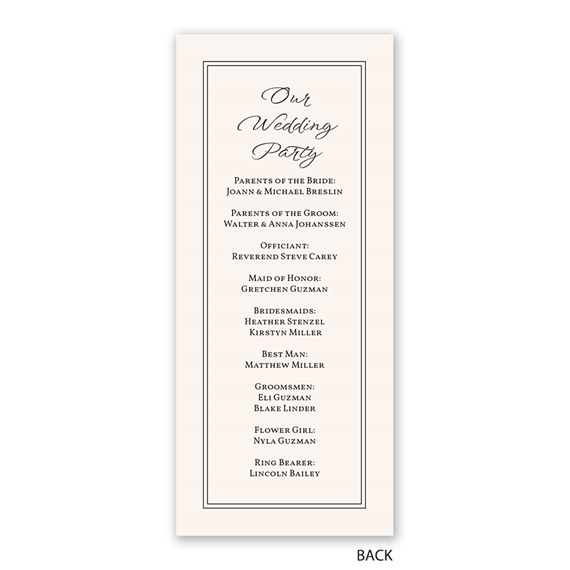 wedding program with customizable text area