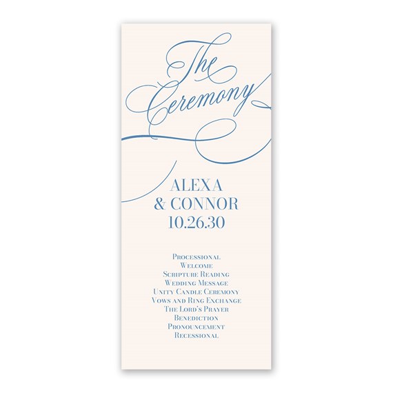 wedding program with calligraphy design and customizable text area