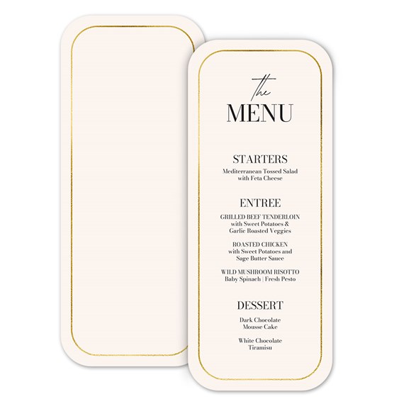 gilded border menu card with rounded corners