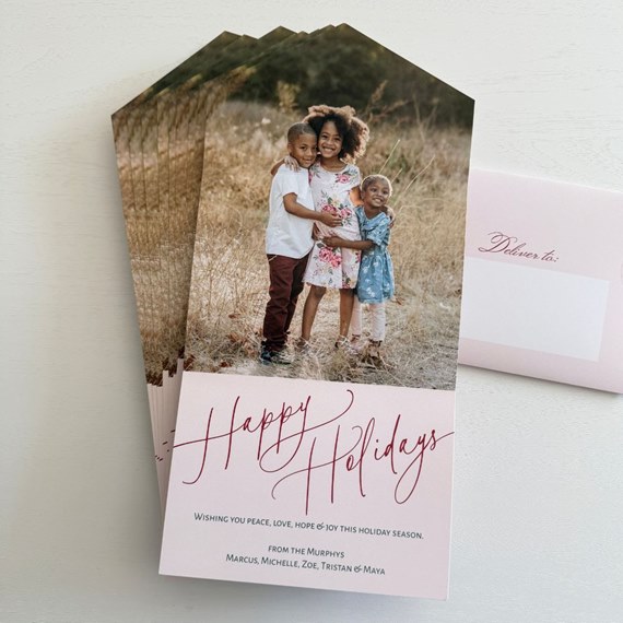 holiday card with photo placeholder and text area