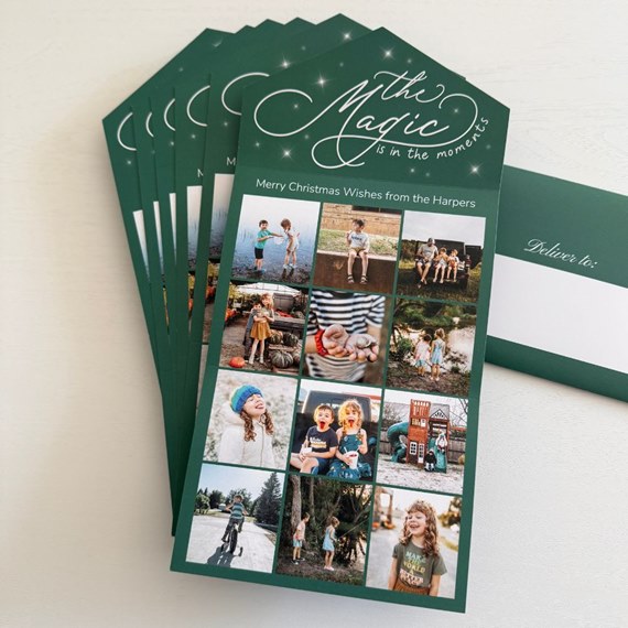 Christmas card with photo collage and decorative text