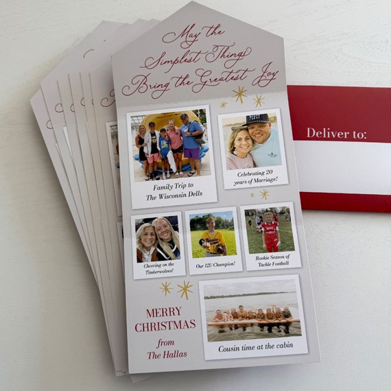 Christmas card with photo placeholders, customizable text area