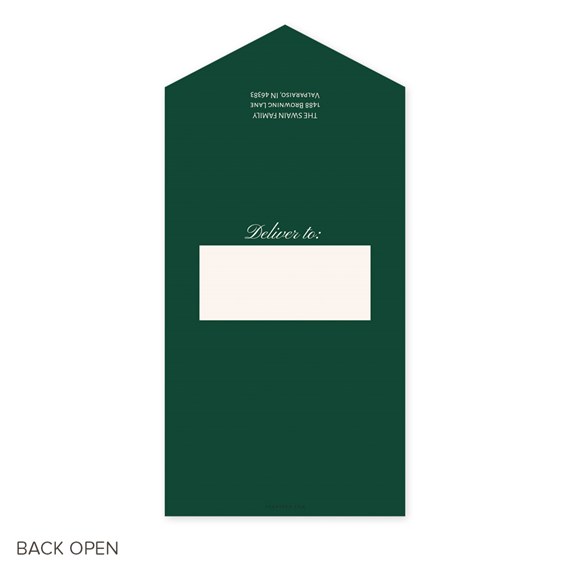 dark green card with address area