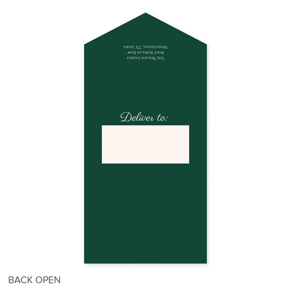 dark green card with delivery information area