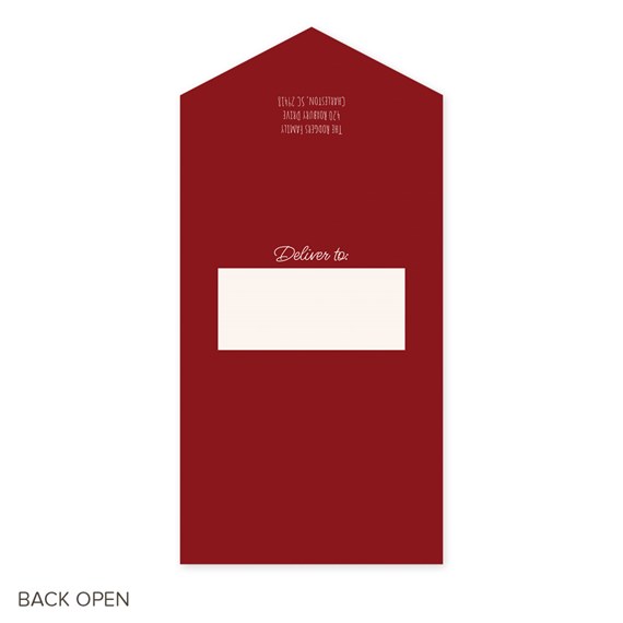 red christmas card with address area