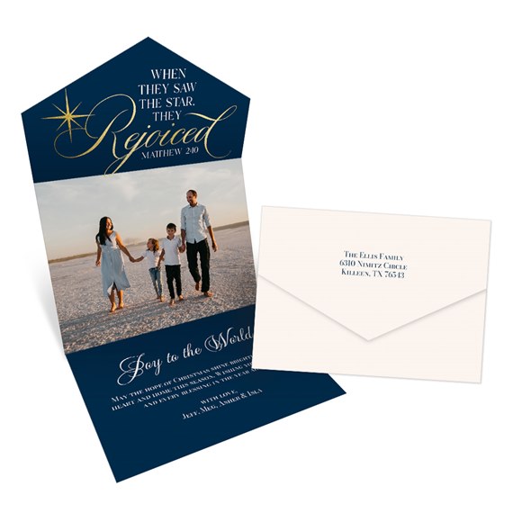 seal and send Christmas card with photo placeholder