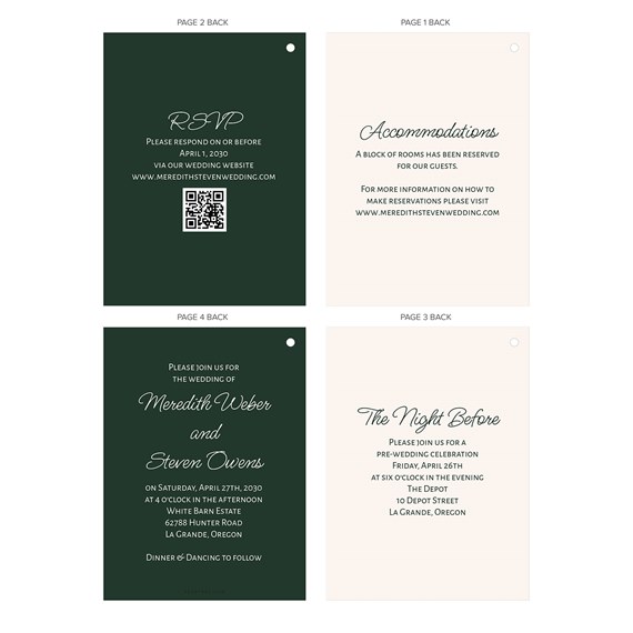 wedding invitation set with customizable text areas