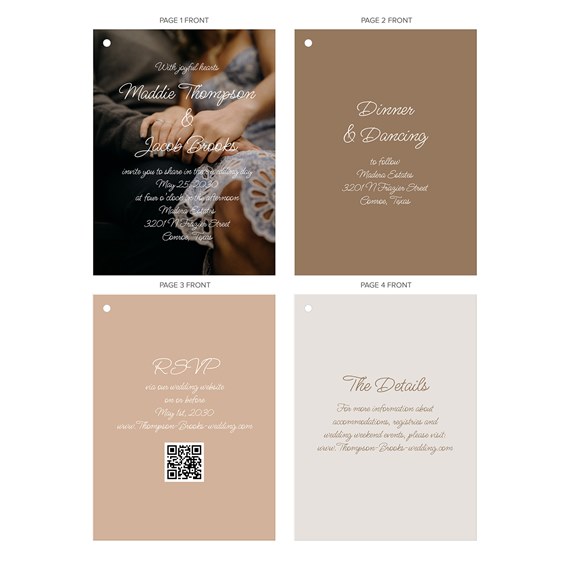 set of wedding invitation cards with photo area and RSVP card