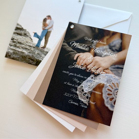 wedding invitation with photo area and decorative border