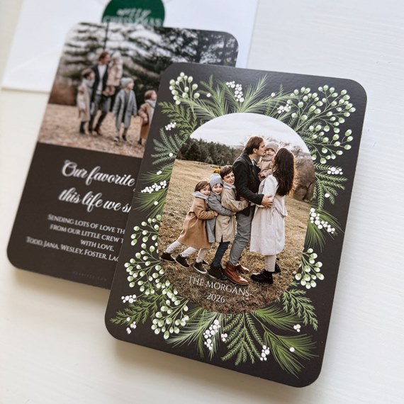 botanical Christmas card with photo area