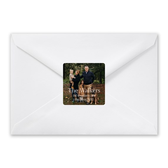 photo placeholder on address label with customizable text area