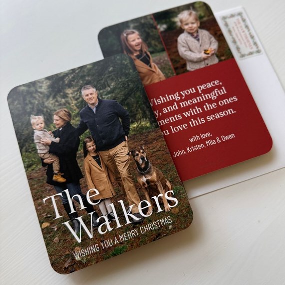 Christmas card with family photo and customizable text area