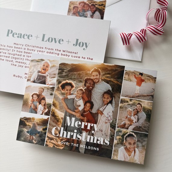 Christmas card with photo collage and text