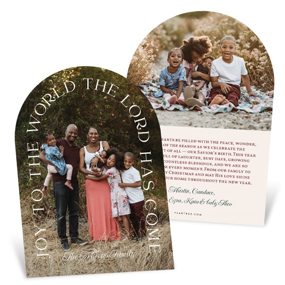 Christmas card with family portrait and text area
