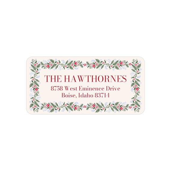 botanical border address label with customizable text area