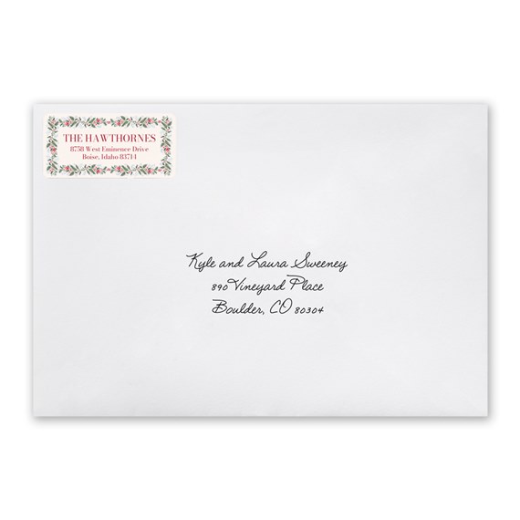 botanical border address label with customizable text area