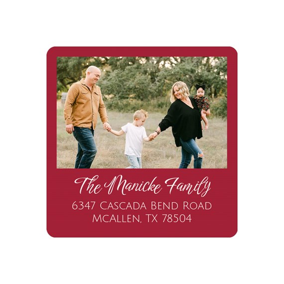 address label with photo placeholder