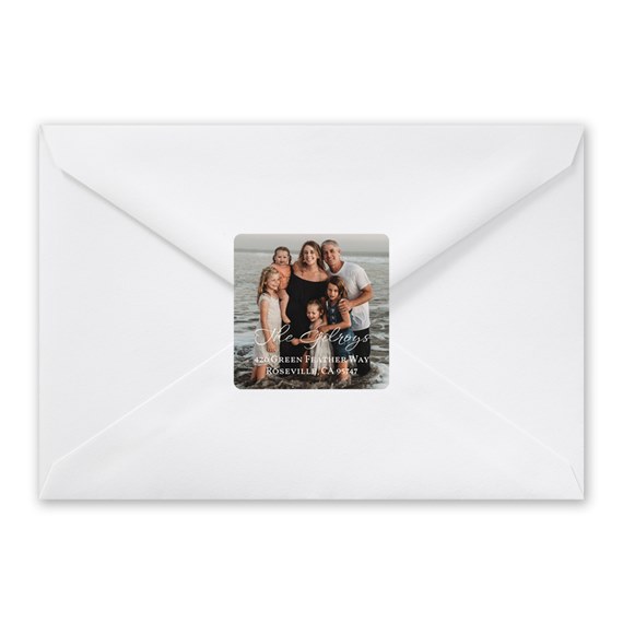 address label with photo placeholder