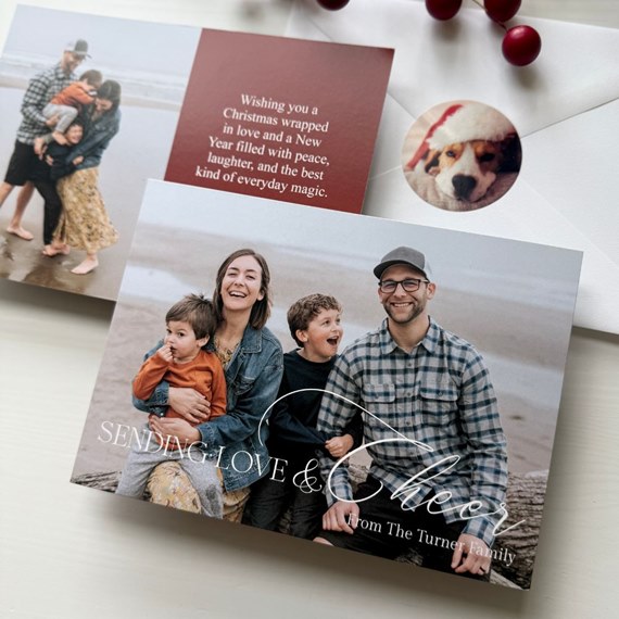 family photo area with text overlay