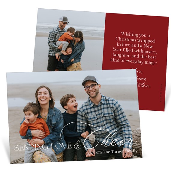holiday card with family photo and greeting text
