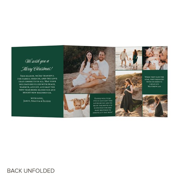 holiday card with photo placeholders and text