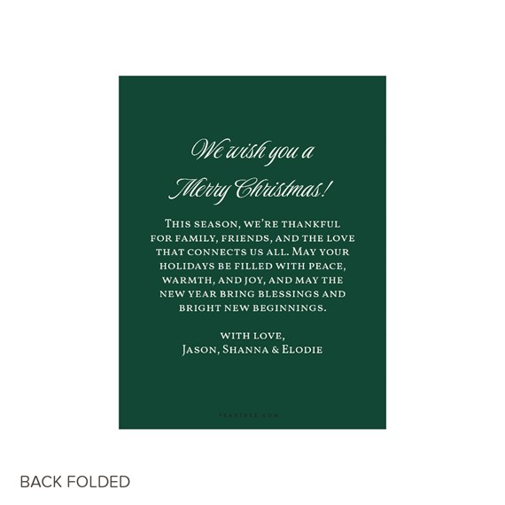 green Christmas card with message