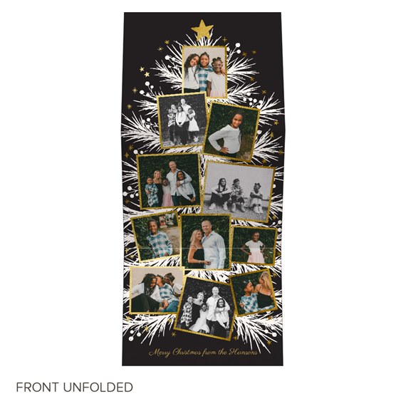 Christmas card with photo collage and decorative elements