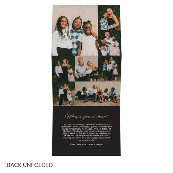 collage Christmas card with photo placeholders and customizable text area