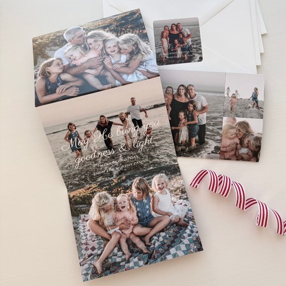 family photo card with text area and decorative border