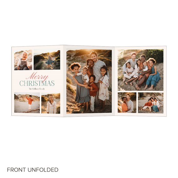 Christmas card with photo placeholders and decorative text