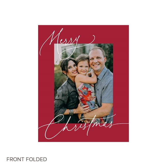 Christmas card with photo area and decorative text