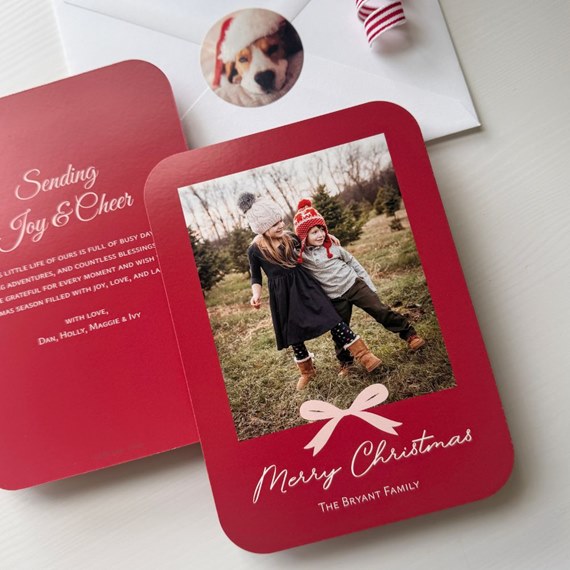 Christmas card with photo area and text