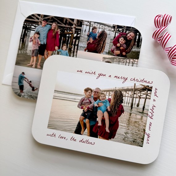 Christmas card with photo area and text
