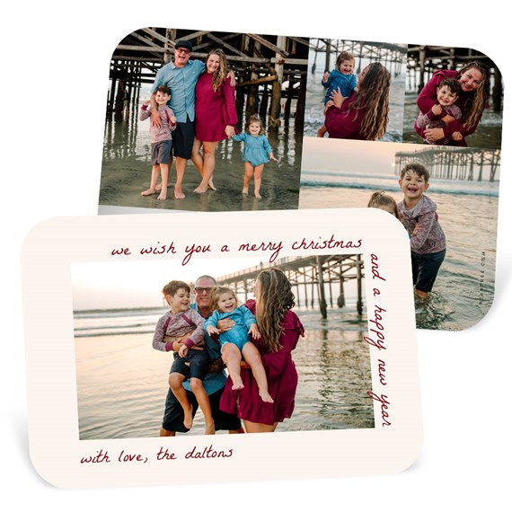 Christmas card with photo placeholders and festive text