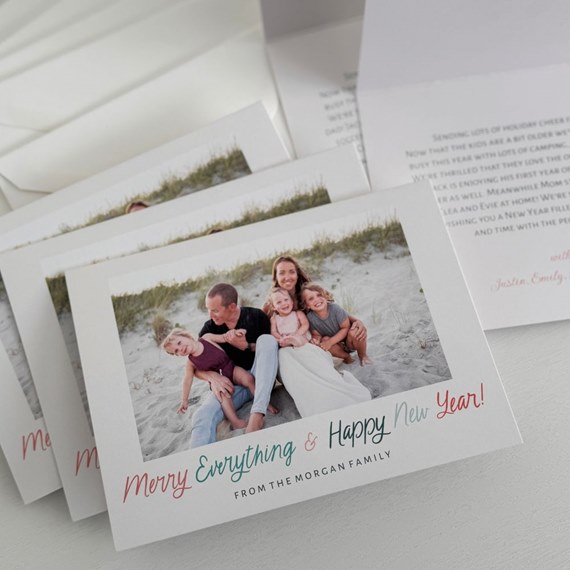Christmas card with photo placeholder and printed text