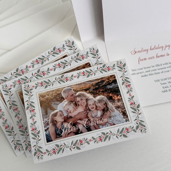 photo placeholder with floral border, Merry Christmas text