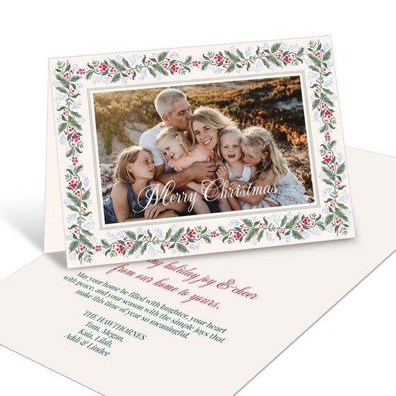 Christmas card with photo placeholder and decorative border