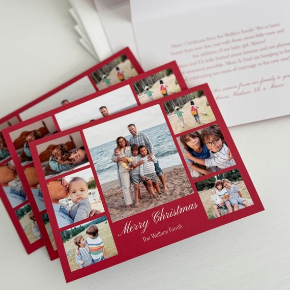 collage Christmas card with photo placeholders and text area