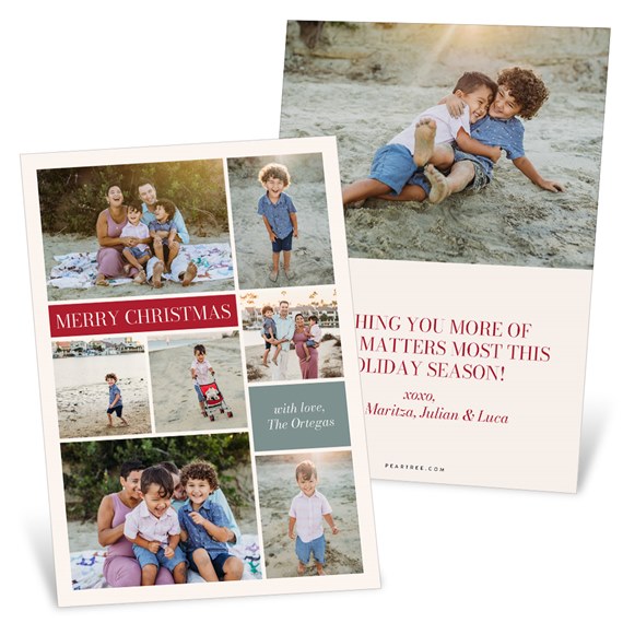 Christmas card with photo collage and text areas