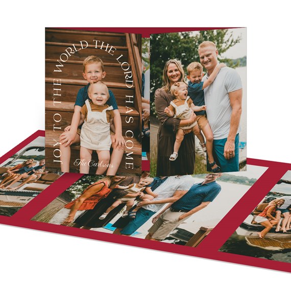 Christmas card with photo placeholders and text caption
