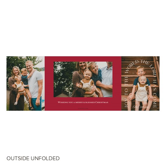 Christmas card with photo area and decorative text