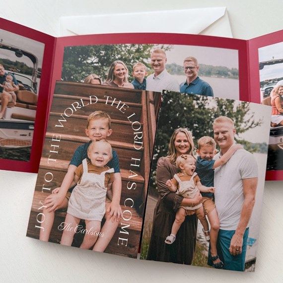 Christmas card with photo placeholders and decorative text