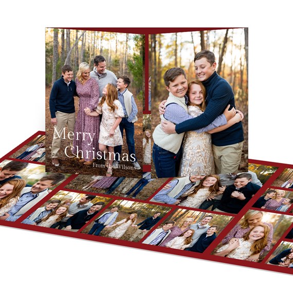 pop-up christmas card with photo placeholders and text area