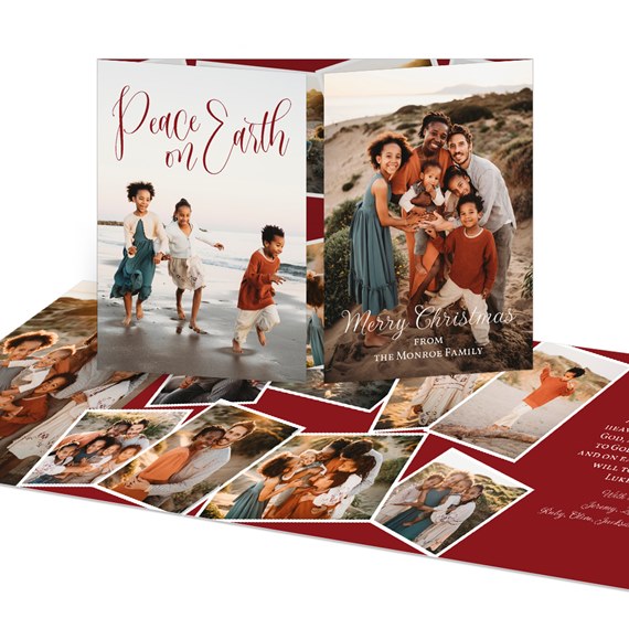 Christmas card with family photo area and decorative frames