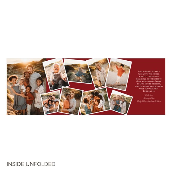 Christmas card with photo placeholders and scripture text