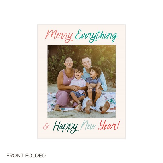 New Year card with photo placeholder and festive text