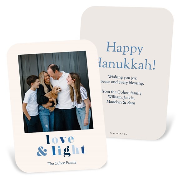 photo placeholder, Hanukkah card with text and photo area